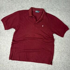Polo Ralph Lauren M XL Burgundy Maroon Pique Short Sleeve Polo Shirt Pony Logo